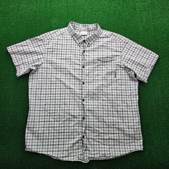 Columbia Shirt Mens 2XL Gray Check Button Up Vented Fishing Regular Fit Outdoors - Picture 1 of 7